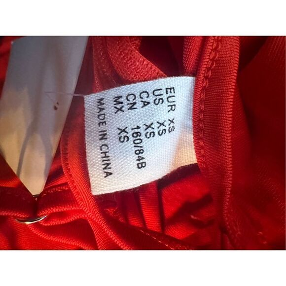 Verdusa XS Spaghetti Strap Scoop Neck Ruched Pleated Flared Cami Slip Dress - Picture 6 of 6